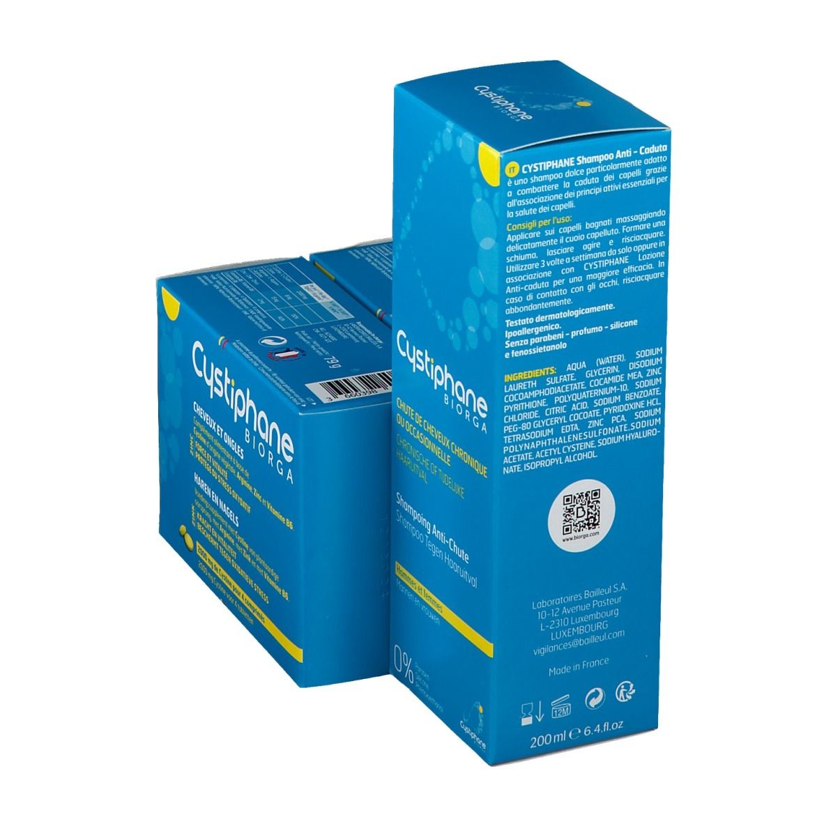 Cystiphane Haar en Nagels + Shampoo Anti-Haaruitval 200 ml GRATIS