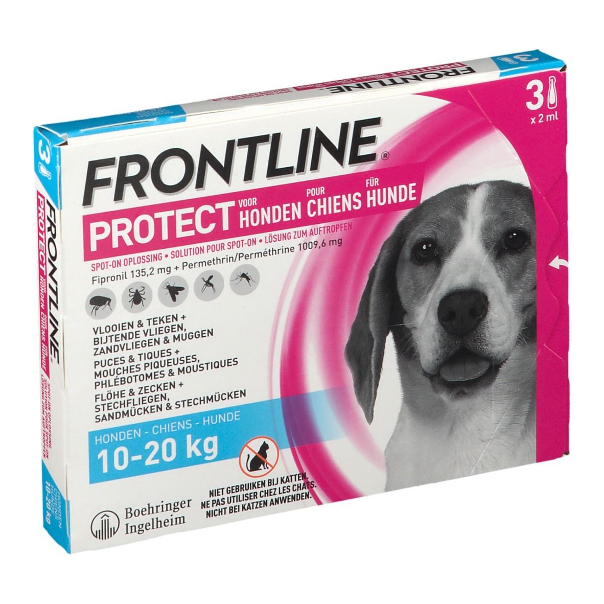 FRONTLINE Protect Spot On Puces et Tiques Chien M