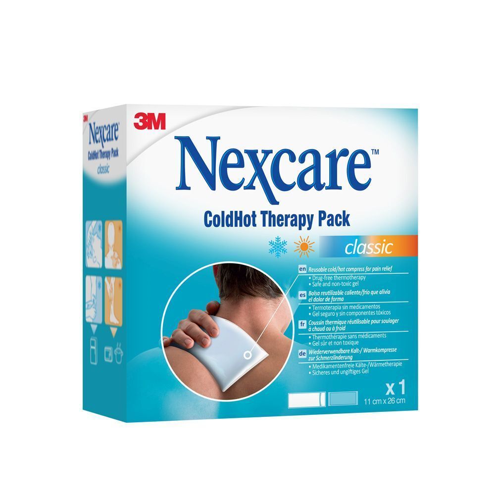 3M Nexcare ColdHot Therapy Pack. Emballage avec image du produit et texte.