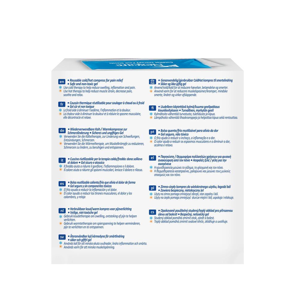 3M Nexcare ColdHot Therapy Pack. Emballage avec informations sur le produit et logos.