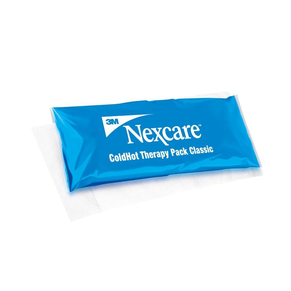 3M Nexcare ColdHot Therapy Pack. Produit appliqué sur le dos d'une personne.