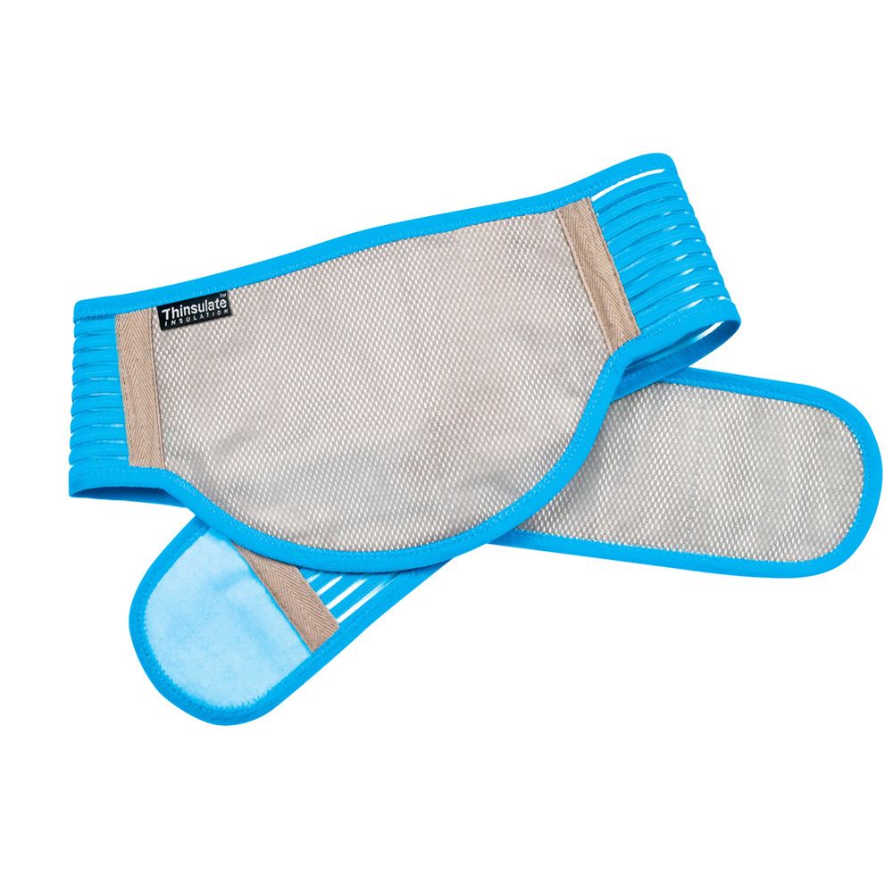 Voorkant van de verpakking Nexcare ColdHot rug- en buikband. Maat L/XL. Product afgebeeld met band op de rug.