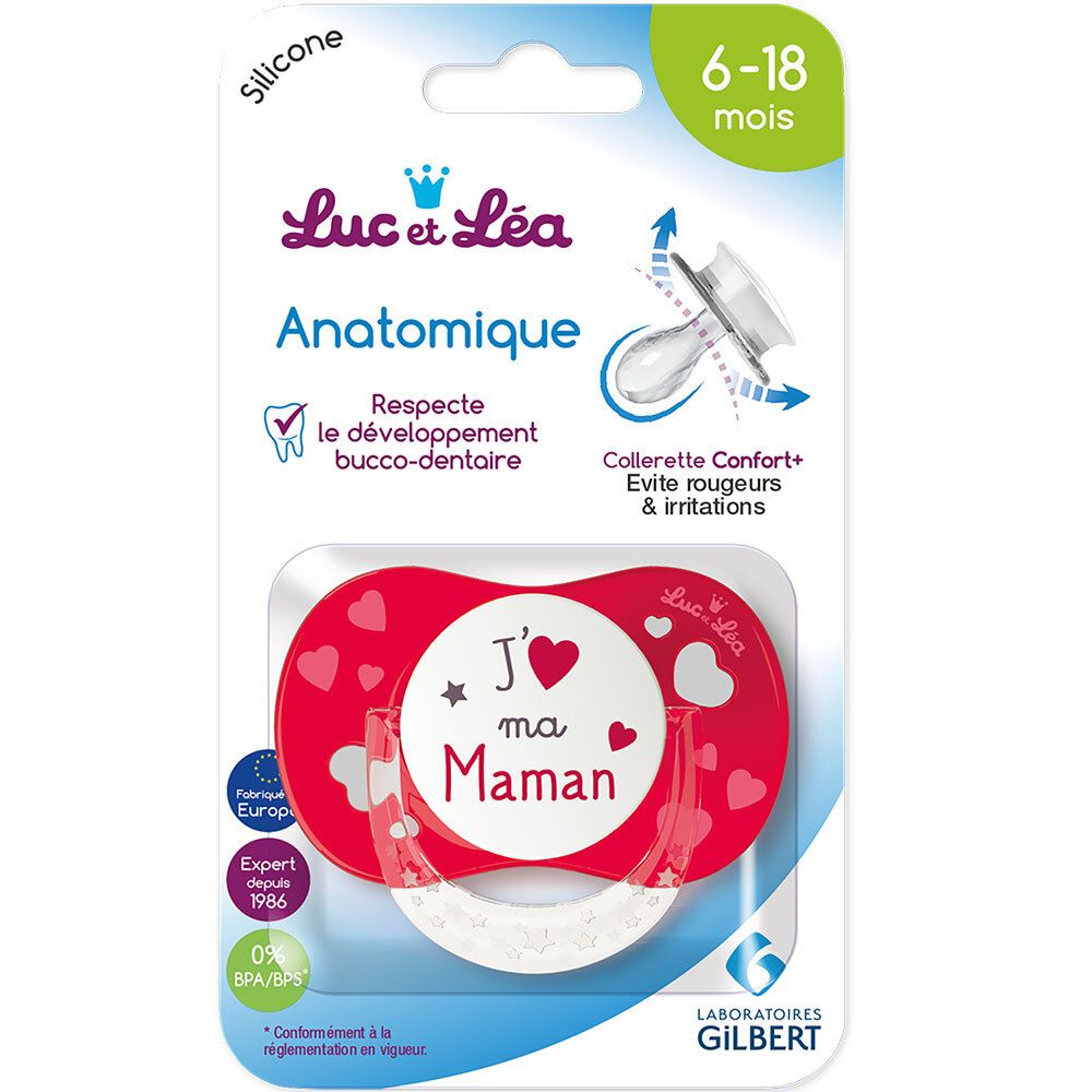 Luc et Léa Tétine J'aime ma Maman Anatomique 6-18 Moins