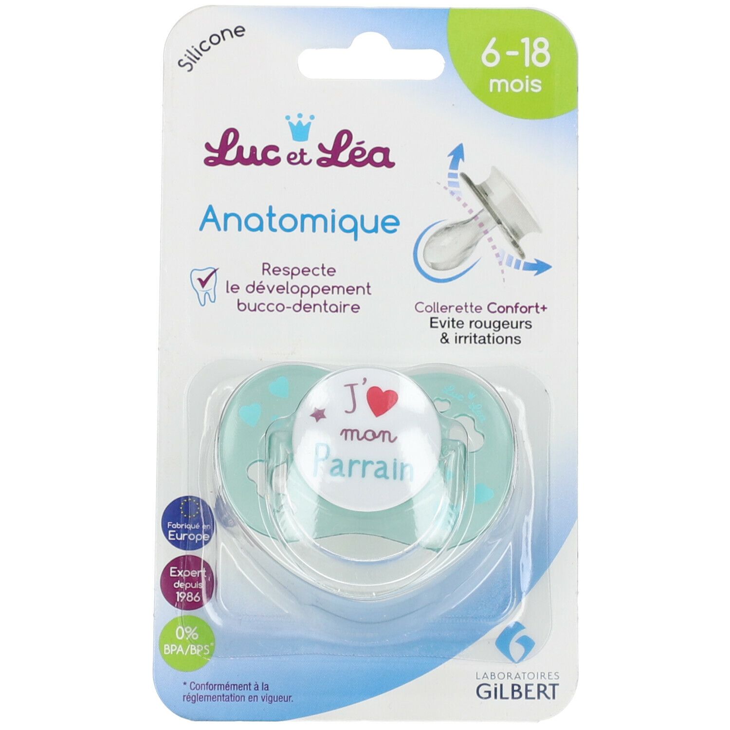 Luc et Lea Fopspeen J'aime mon Parrain Anatomisch 6-18 Maanden