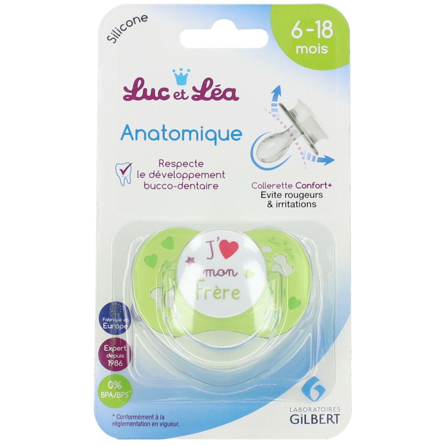 Luc et Lea Fopspeen J'aime mon Frere Anatomisch 6-18 Maanden