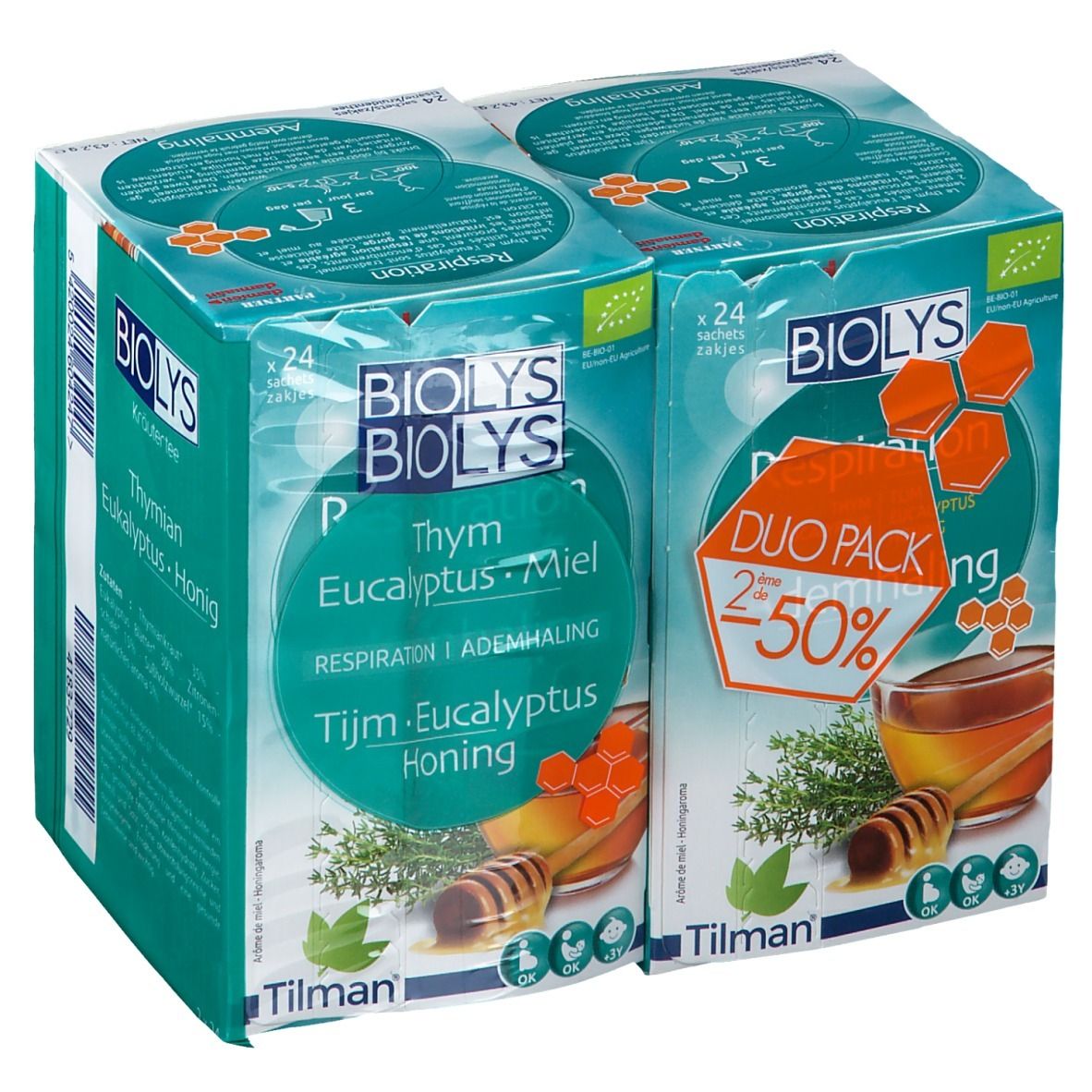 Biolys Thee Ademhaling Tijm - Eucalyptus - Honing Bio DUO