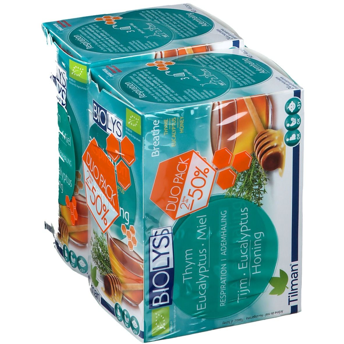 Biolys Thee Ademhaling Tijm - Eucalyptus - Honing Bio DUO