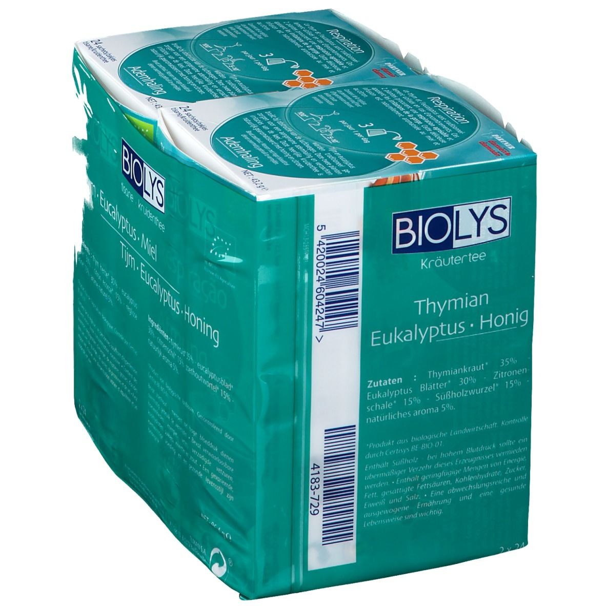 Biolys Thee Ademhaling Tijm - Eucalyptus - Honing Bio DUO