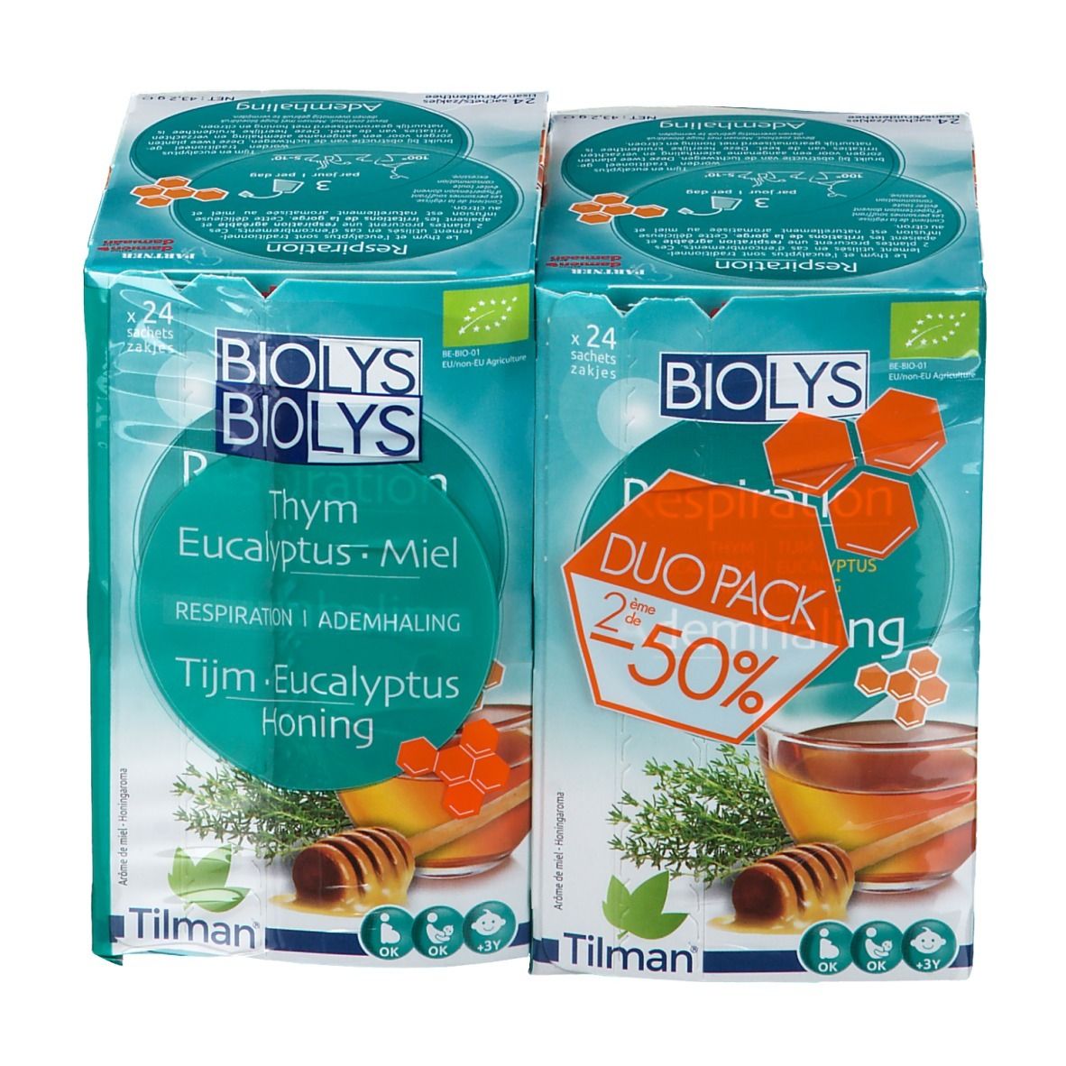 Biolys Thee Ademhaling Tijm - Eucalyptus - Honing Bio DUO