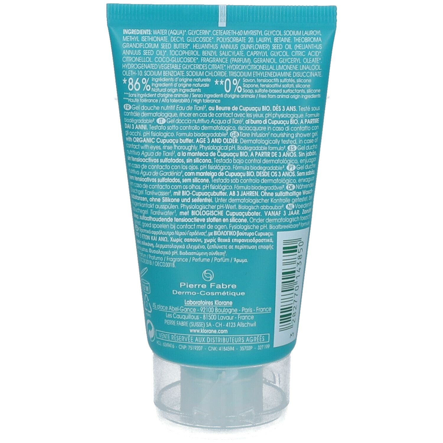 Klorane Eau de Tiaré Gel Douche Nutritif au Cupuaçu Bio