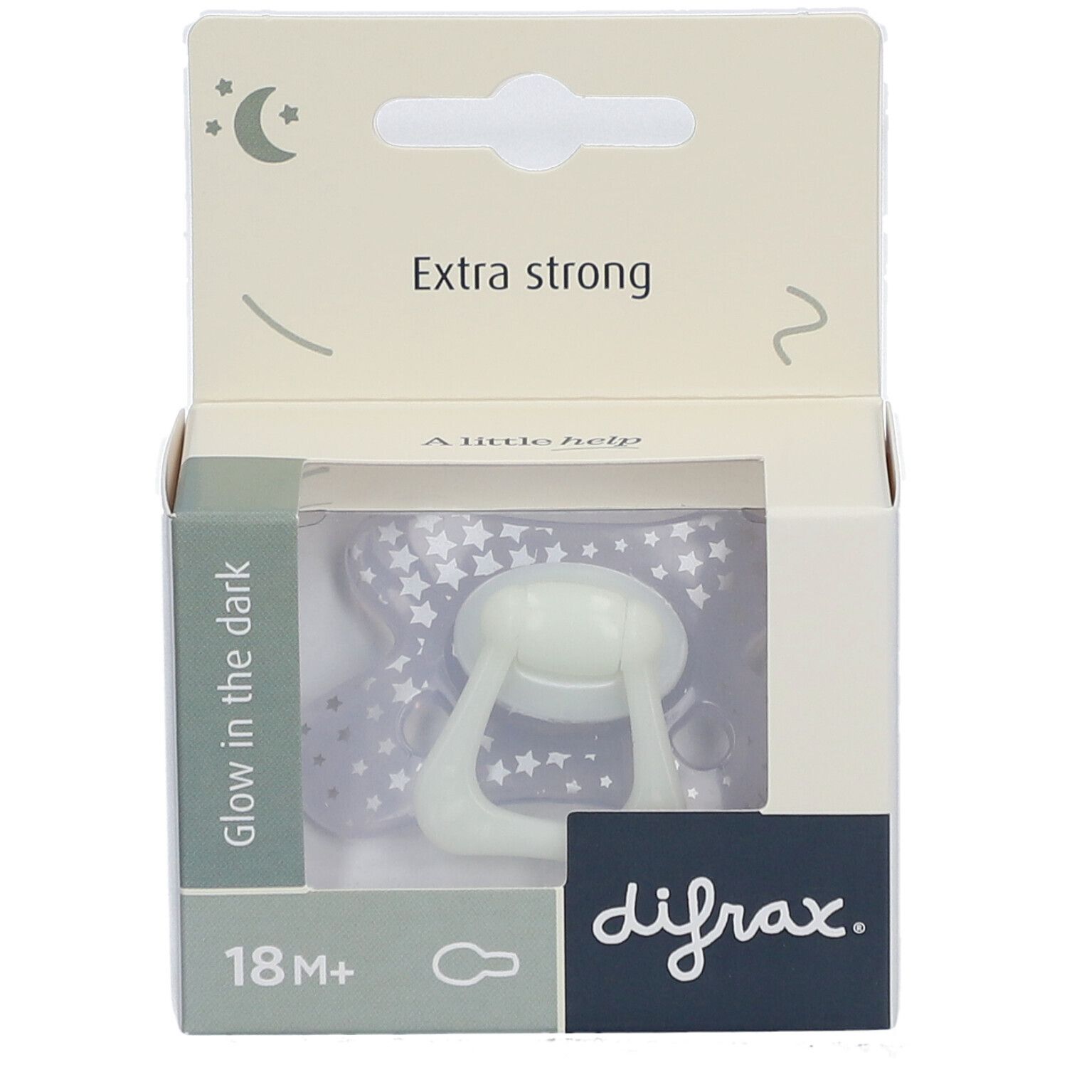 Difrax Sucette Natural Glow in the Dark 18 Mois+