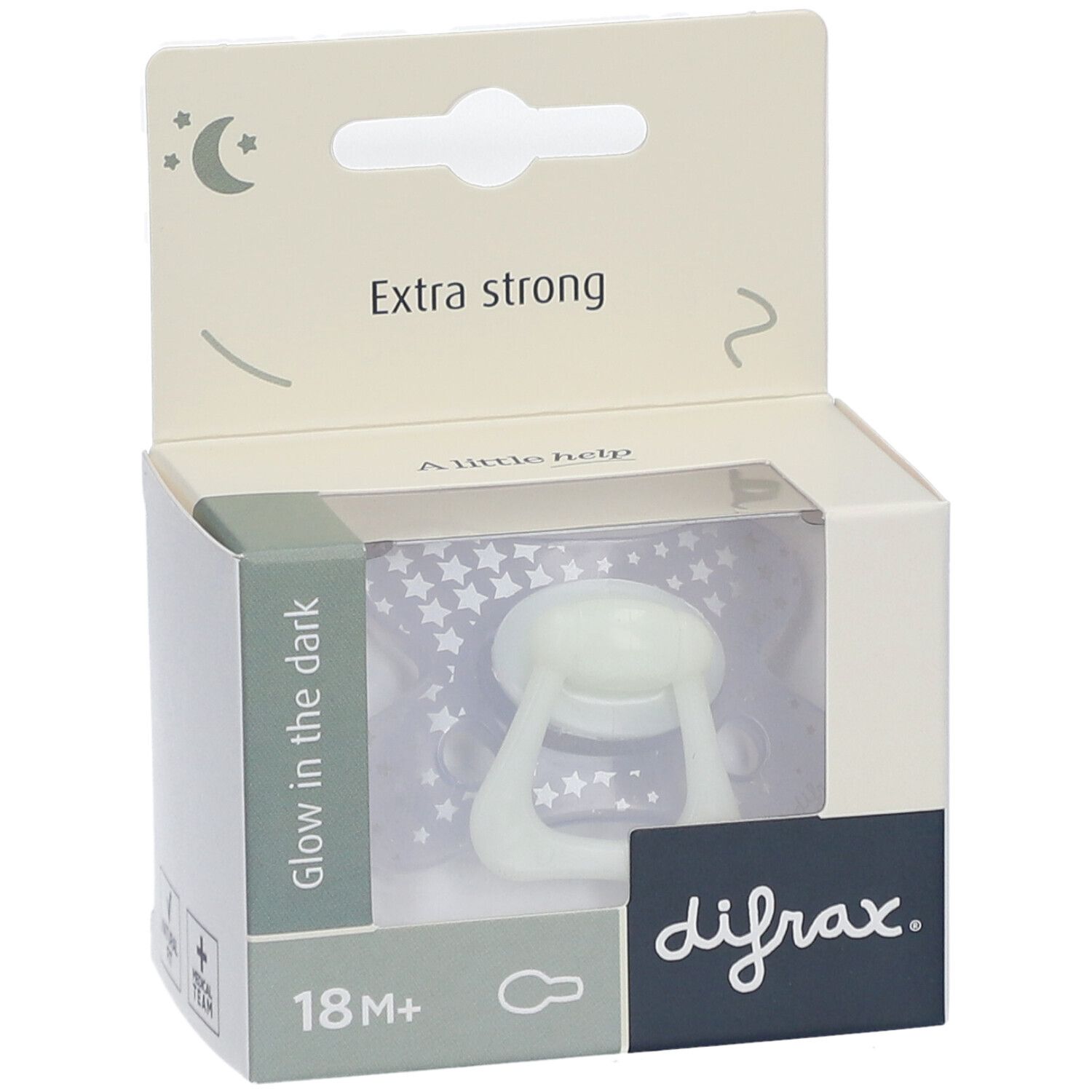 Difrax Fopspeen Natural Glow in the Dark 18 Maanden+