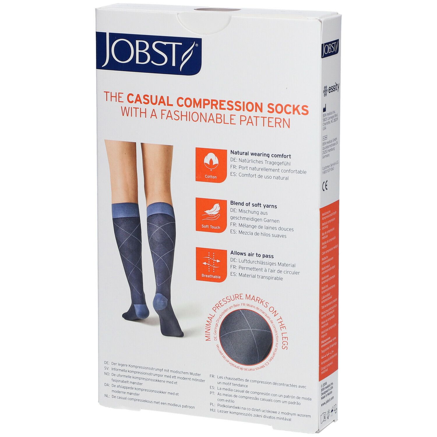 JOBST® Casual Pattern Chaussettes 15-20 AD Large Bleu