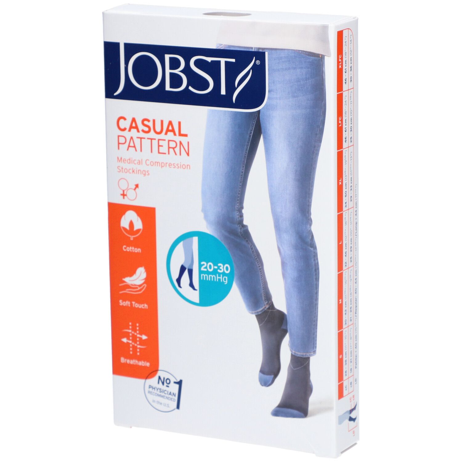 JOBST® Casual Pattern Kniekousen 20-30 AD Small Blauw