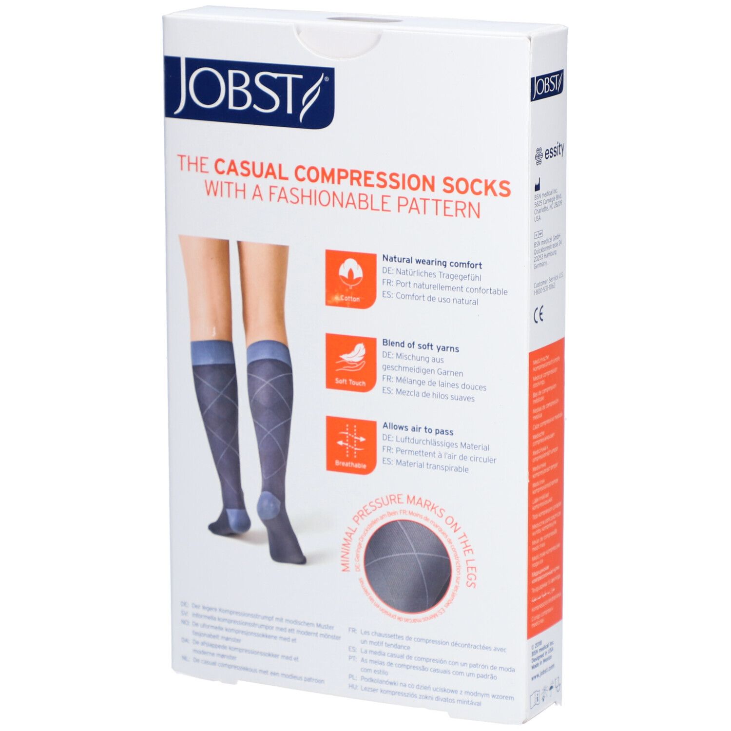 JOBST® Casual Pattern Kniekousen 20-30 AD Small Blauw