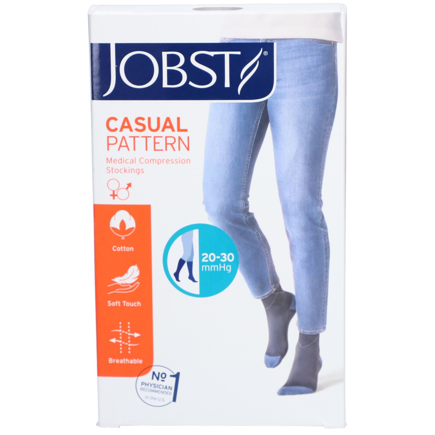 JOBST® Casual Pattern Kniekousen 20-30 AD Small Blauw