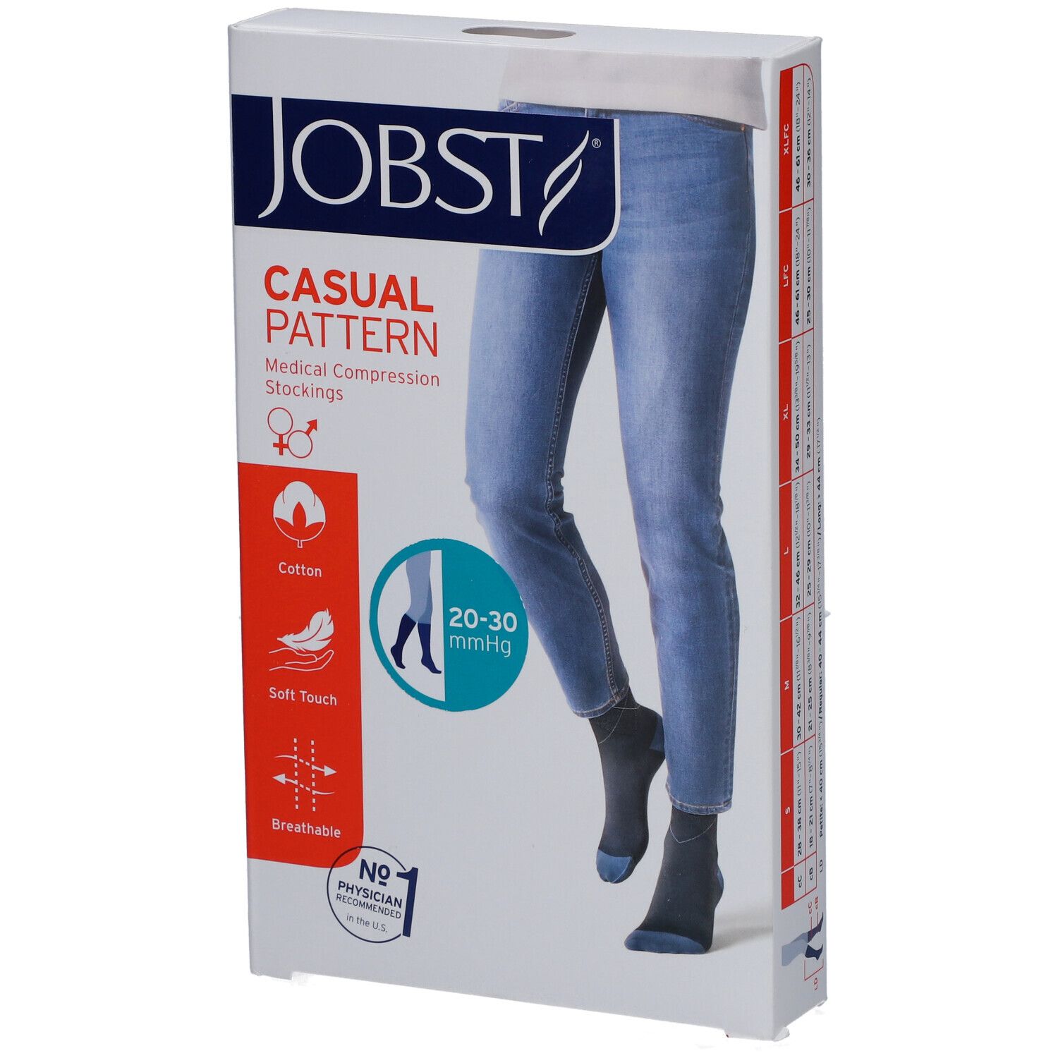 JOBST® Casual Pattern Kniekousen 20 - 30 AD Large Blauw