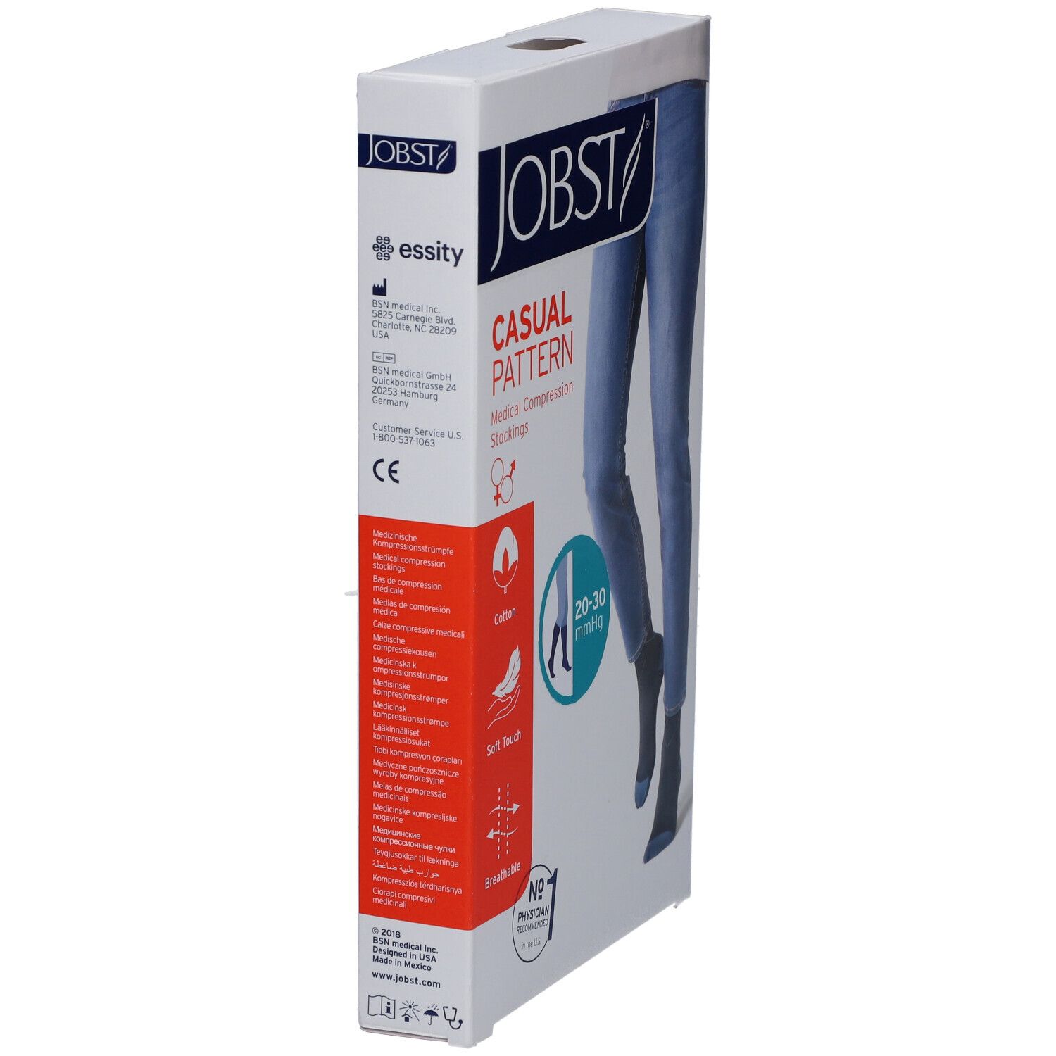 JOBST® Casual Pattern Kniekousen 20 - 30 AD Large Blauw