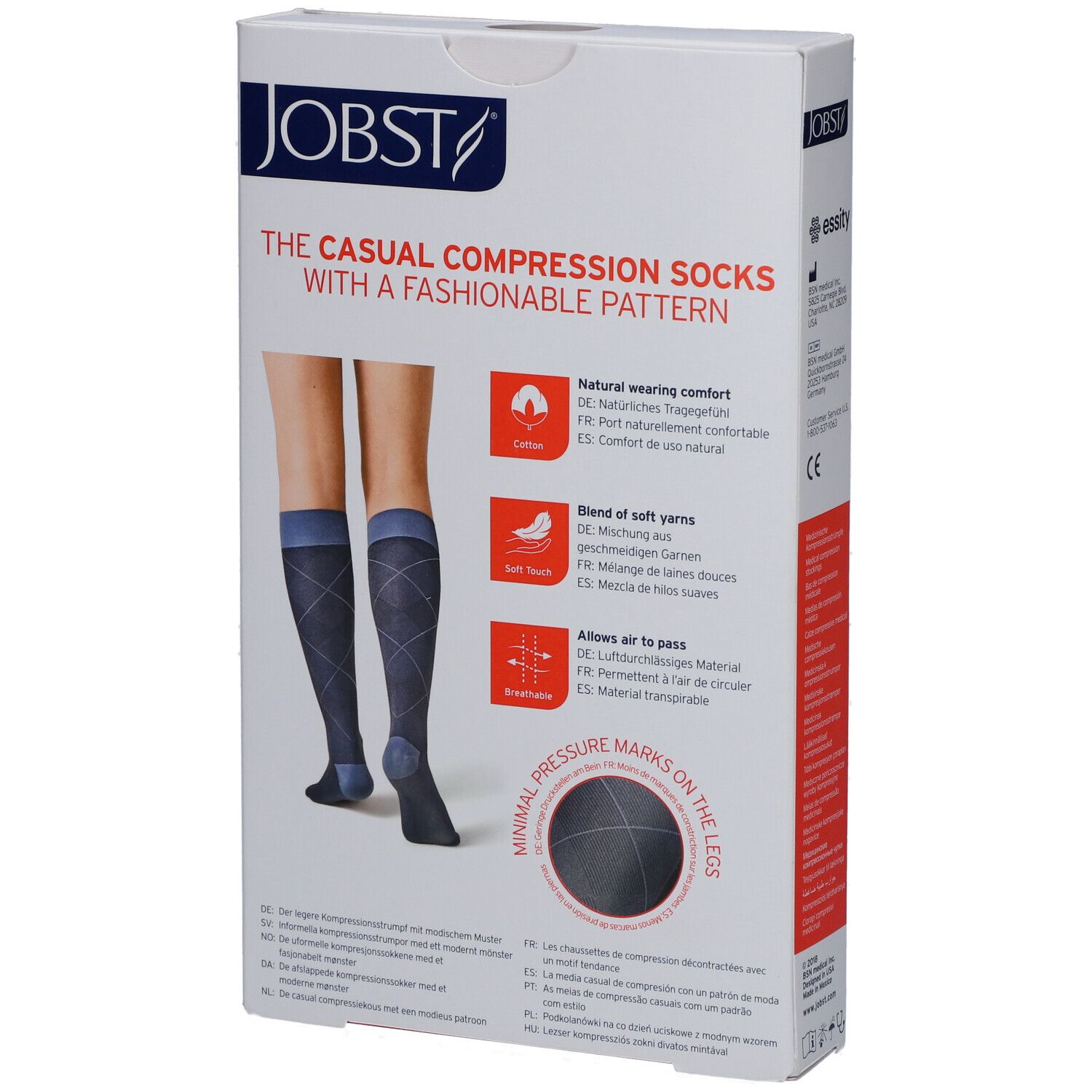 JOBST® Casual Pattern Kniekousen 20 - 30 AD Large Blauw