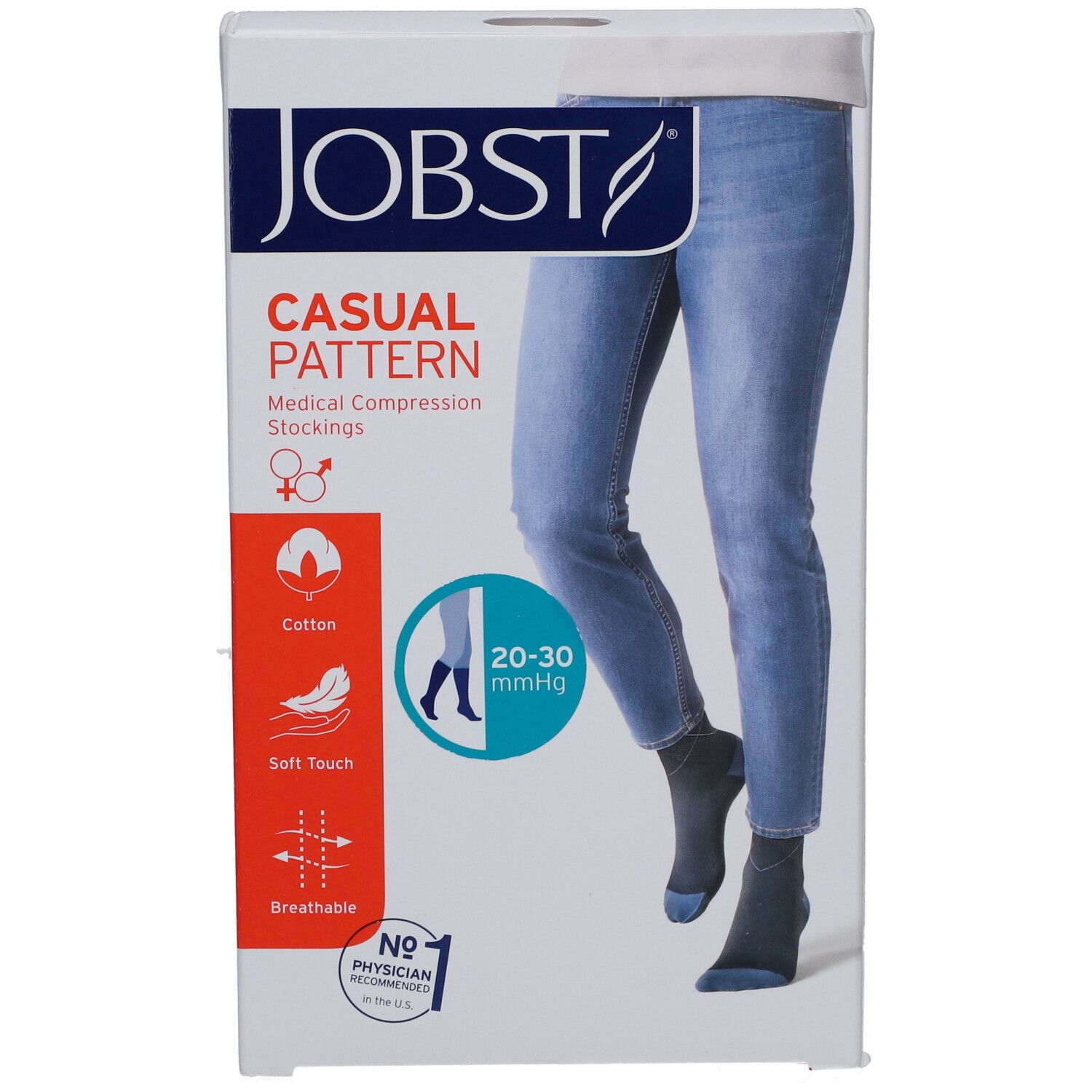 JOBST® Casual Pattern Kniekousen 20 - 30 AD Large Blauw