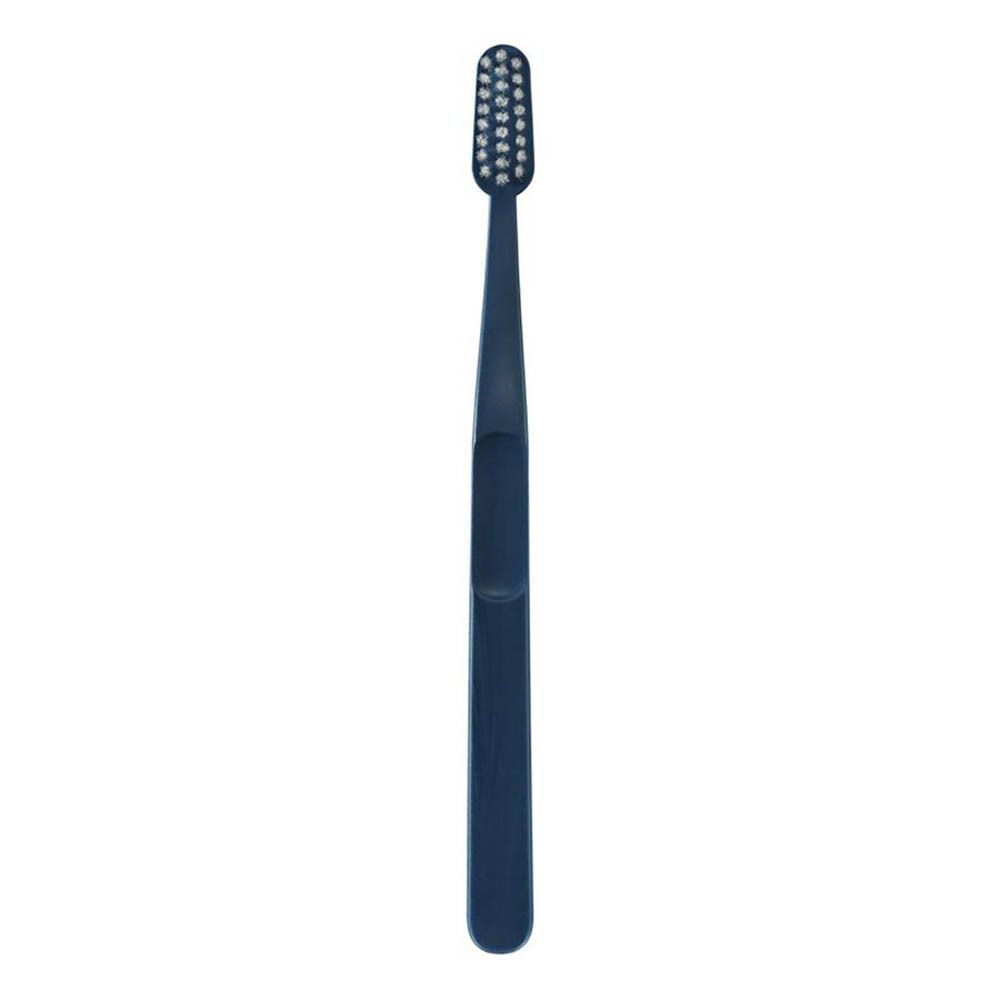 Brosse à dents bleue. Tête de brosse à poils blancs. Marque Jordan Green Clean. Extra souple.