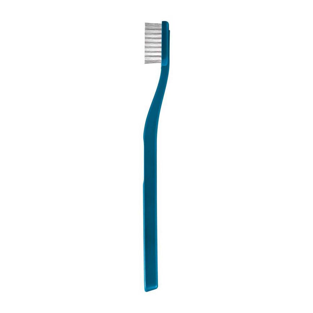 Brosse à dents bleue. Tête de brosse à poils blancs. Marque Jordan Green Clean. Extra souple.