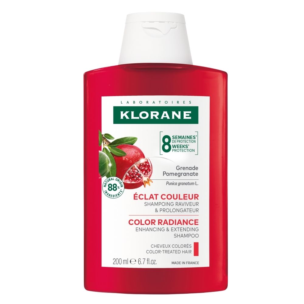 KLORANE Granaatappel shampoo, 200ml. Voor gekleurd haar, beschermt tot 8 weken.