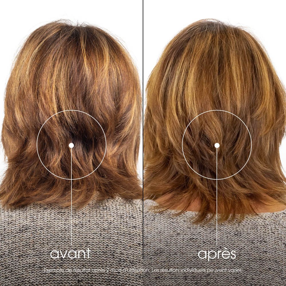 Image avant-après de cheveux. Cheveux avec mèches.