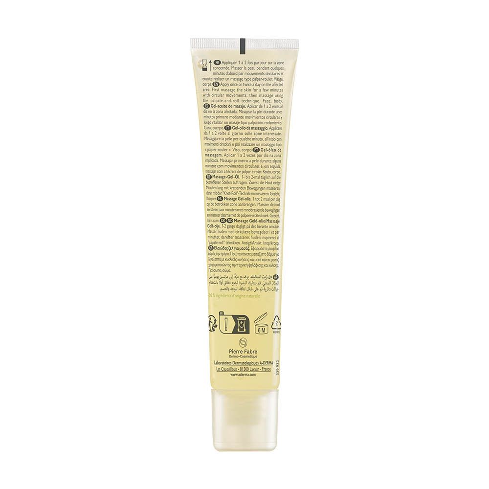 Achterkant van de A-DERMA Epitheliale Ultra Repair tube. Tekst en logo's.