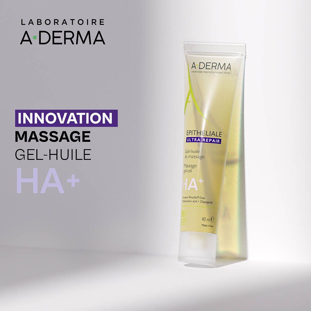 Tube A-DERMA Epitheliale Ultra Repair. Nom et logo.