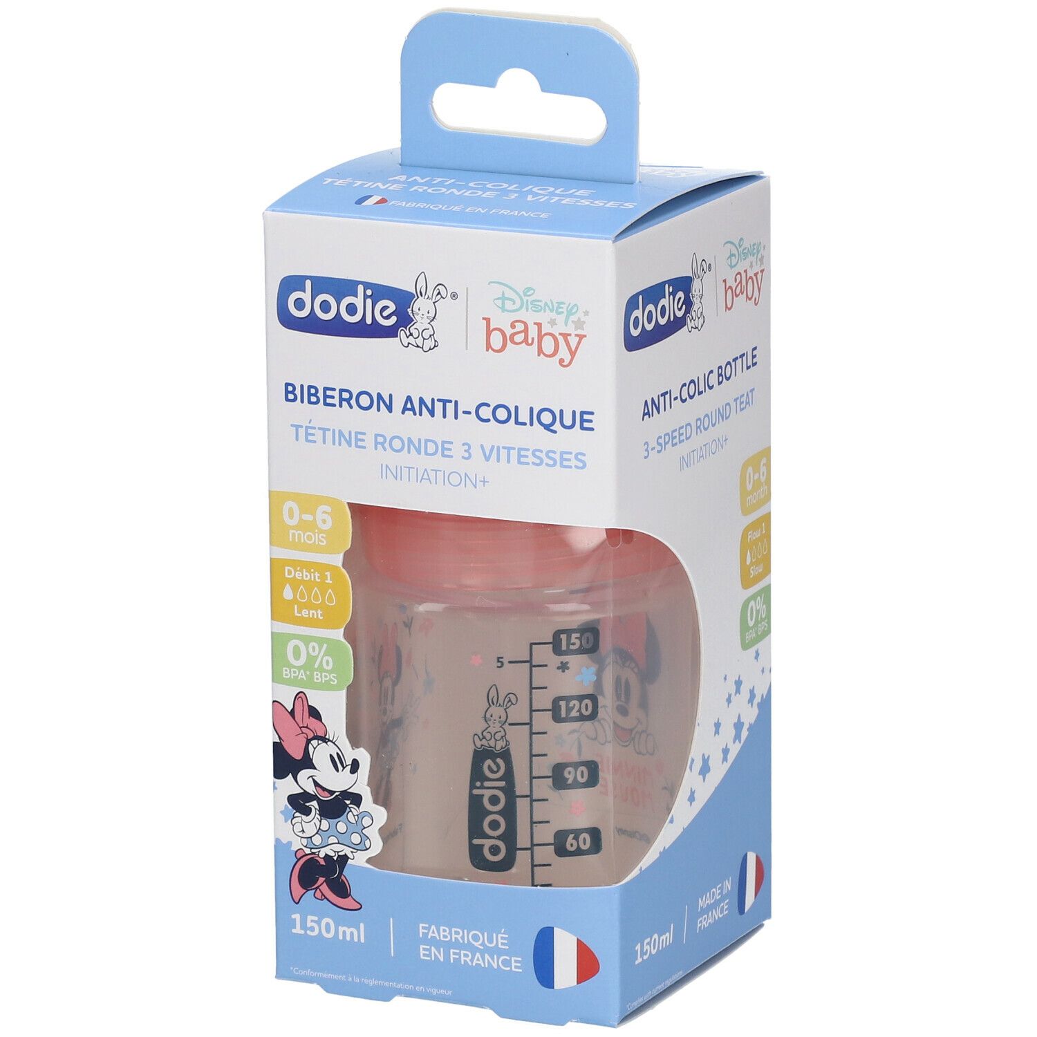 Dodie® Initiation+ Anti-Colique Zuigfles Minnie Roze 0-6 Maanden 150ml