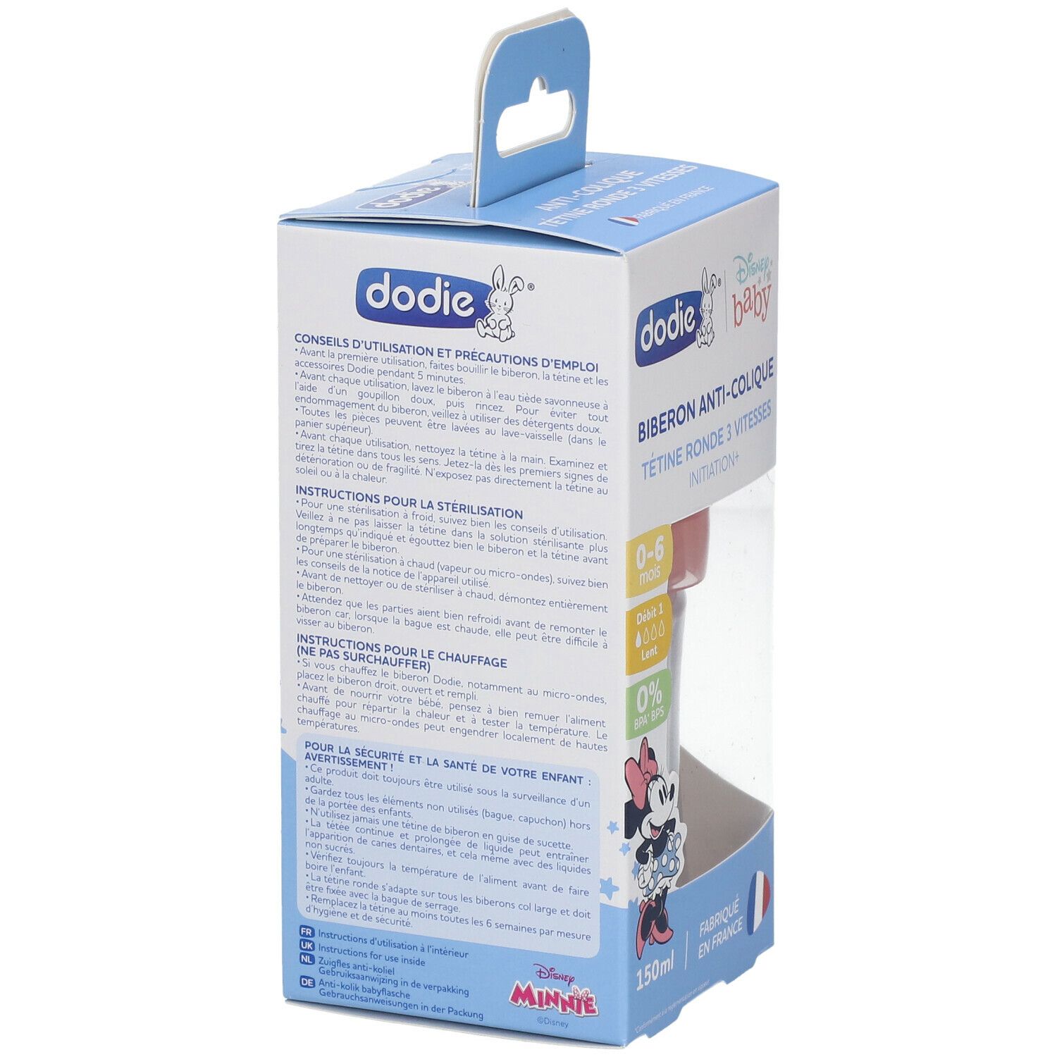 Dodie® Initiation+ Anti-Colique Zuigfles Minnie Roze 0-6 Maanden 150ml