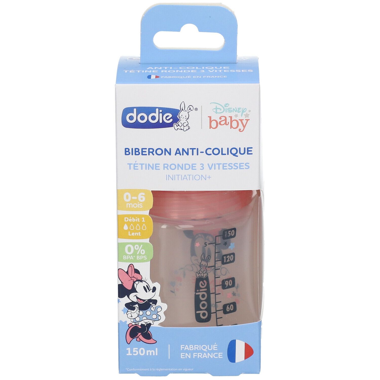 Dodie® Initiation+ Anti-Colique Zuigfles Minnie Roze 0-6 Maanden 150ml