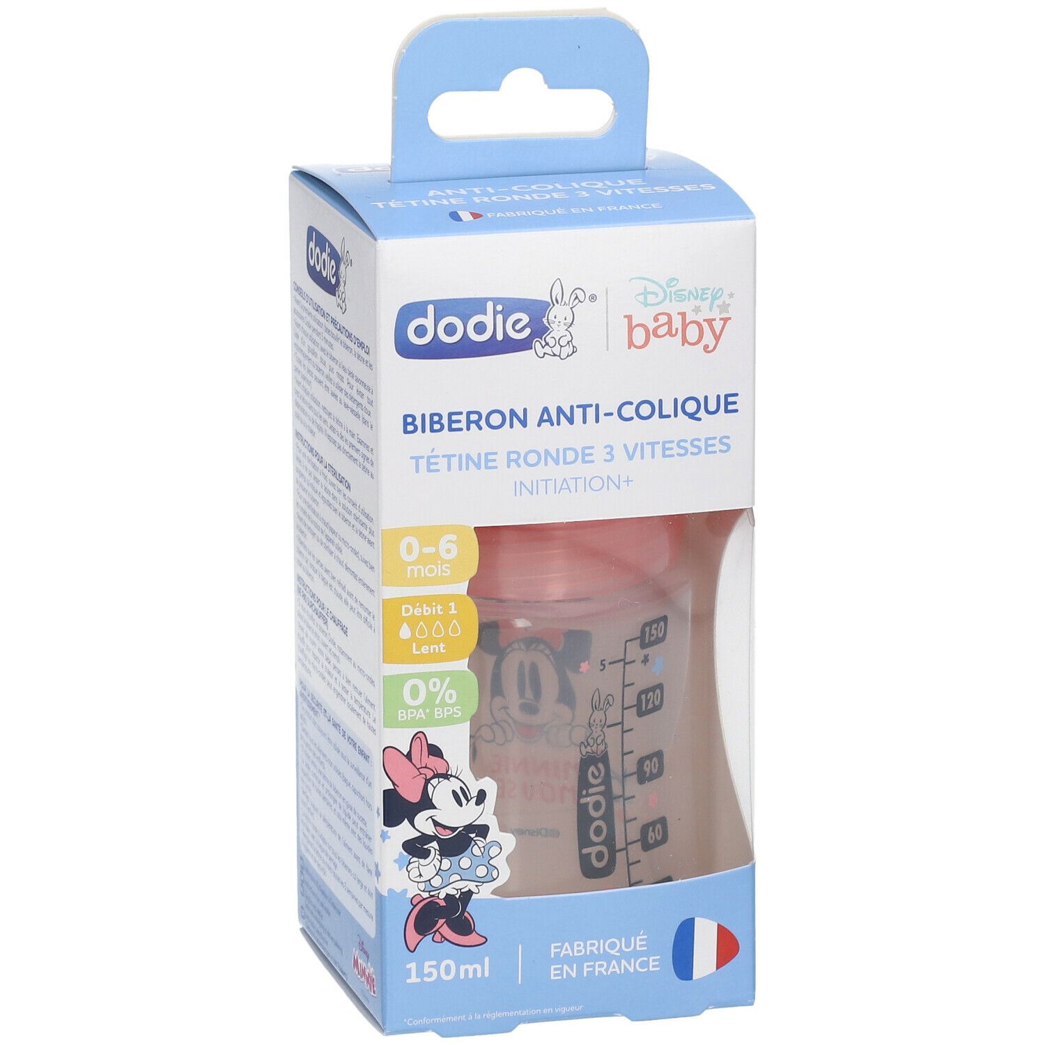 Dodie® Initiation+ Anti-Colique Zuigfles Minnie Roze 0-6 Maanden 150ml