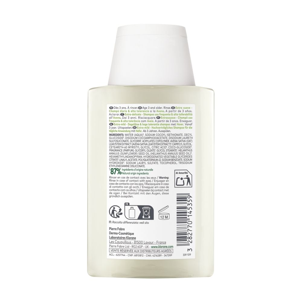 Witte fles met achteretiket met ingrediënten en instructies.