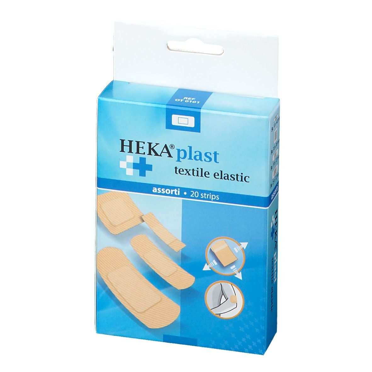 Boîte de Heka Plast Textile Elastique. Contient des pansements assortis. 20 pièces.