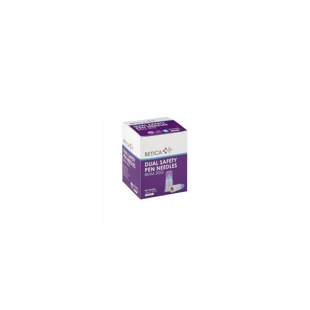 Boîte de 100 aiguilles de sécurité doubles Betica, 8mm 30G.