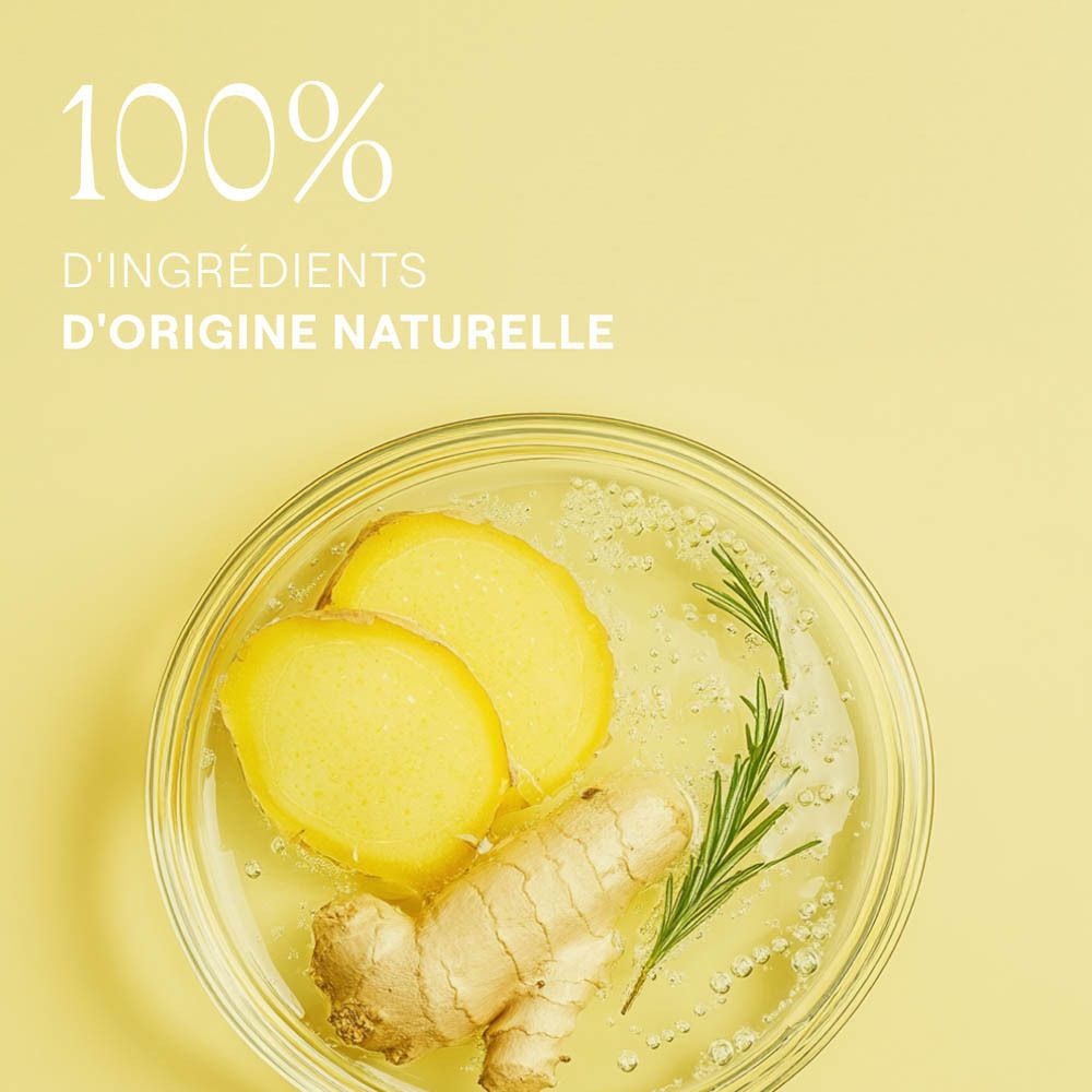 Deux tubes de gel douche Weleda: Energy (jaune) et Love (rose). Pétales et gingembre.