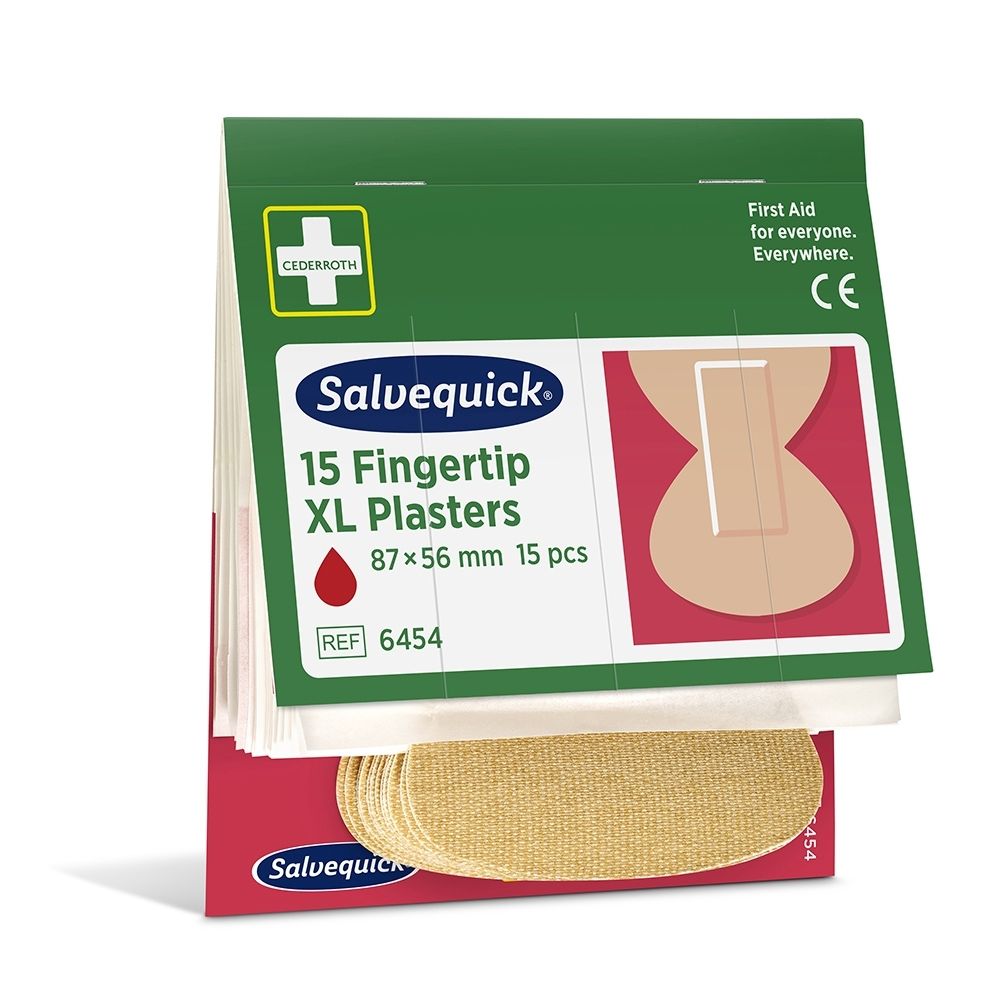 Salvequick Vingerpleisters XL, 15 stuks, 87x56 mm.
