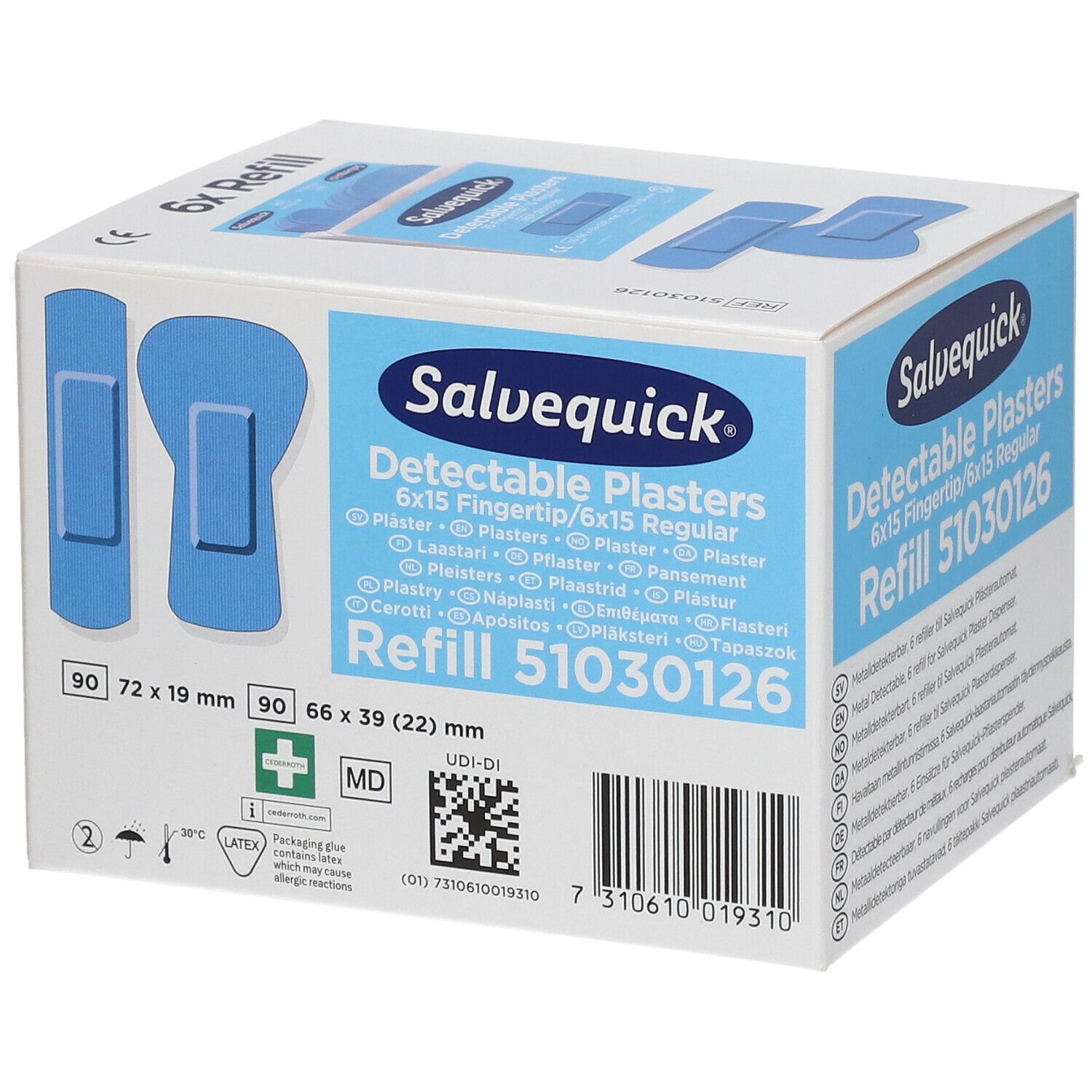 Salvequick® Blue Detectable Plasters Refill 51030126