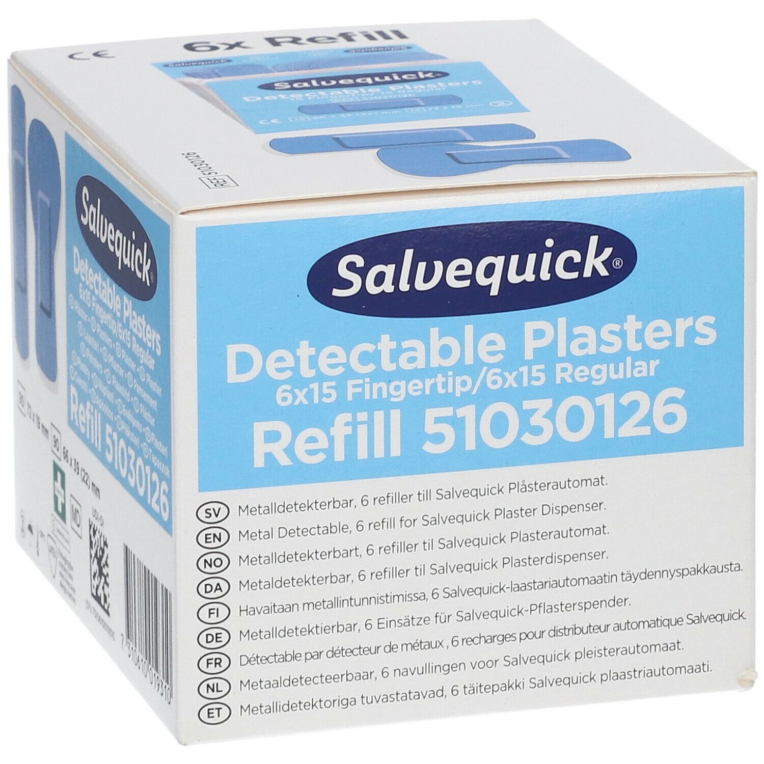 Salvequick® Blue Detectable Plasters Refill 51030126