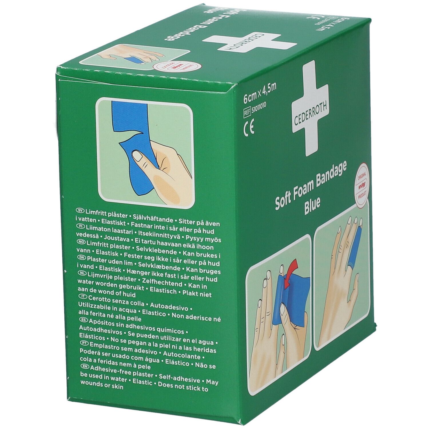 Cederroth Soft Foam Bandage Bleu 6 cm x 4,5 m 51011010