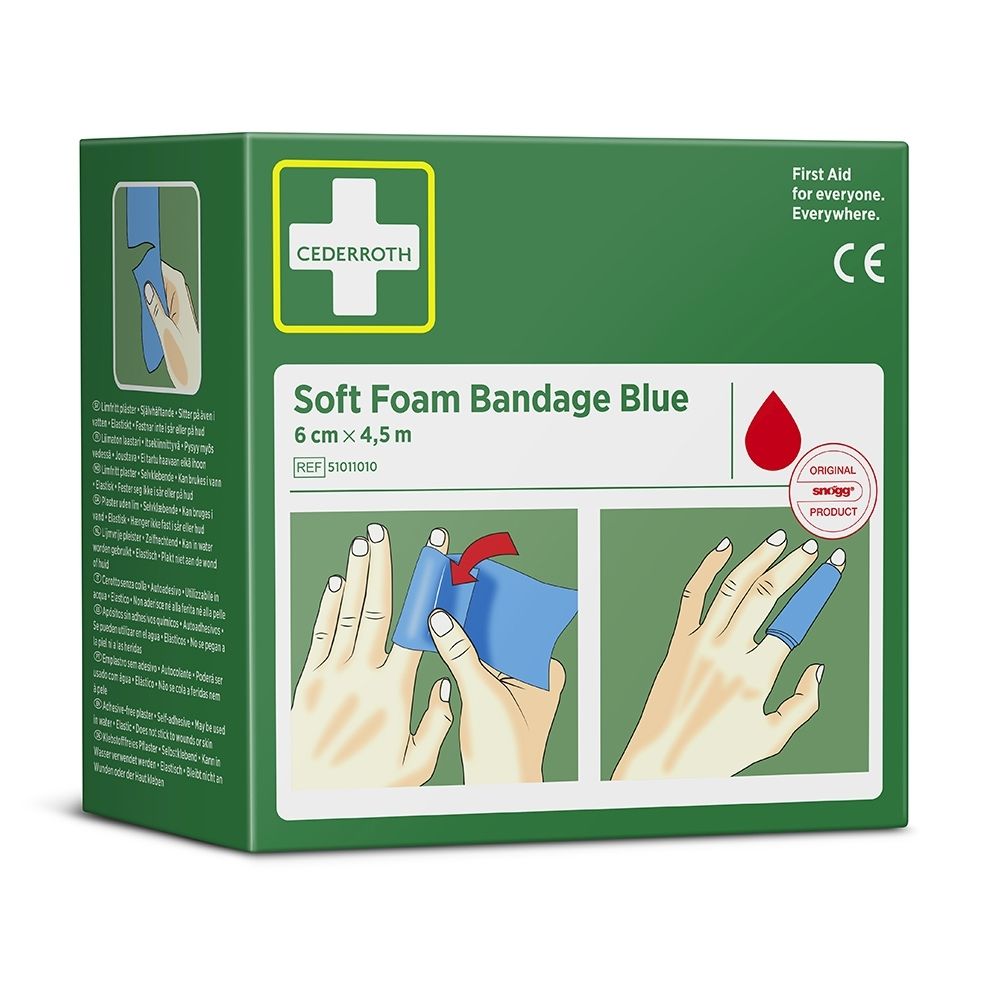 Verpakking Cederroth Soft Foam Bandage Blue, 6cm x 4,5m.