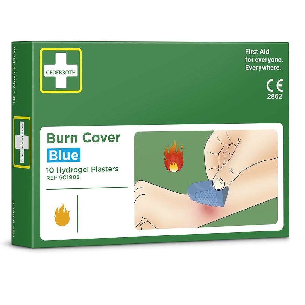 Cederroth Burn Cover Blue: 10 hydrogel pleisters voor brandwonden.