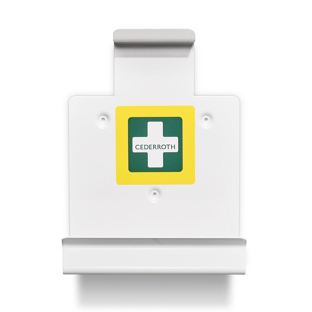 Support mural pour trousse de premiers secours avec logo Cederroth.