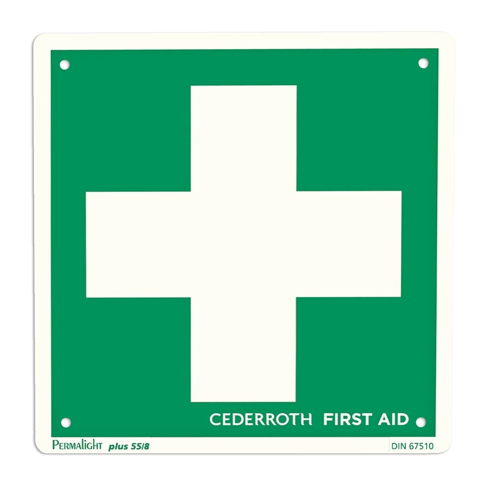 Plaque verte avec croix blanche, Cederroth First Aid, PermaLight plus SS18