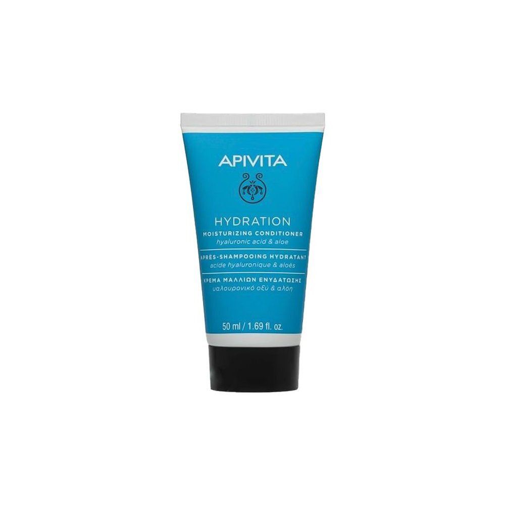 Apivita Hydraterende Conditioner, 50ml tube met zwarte dop. Hydratatie met hyaluronzuur & aloë.
