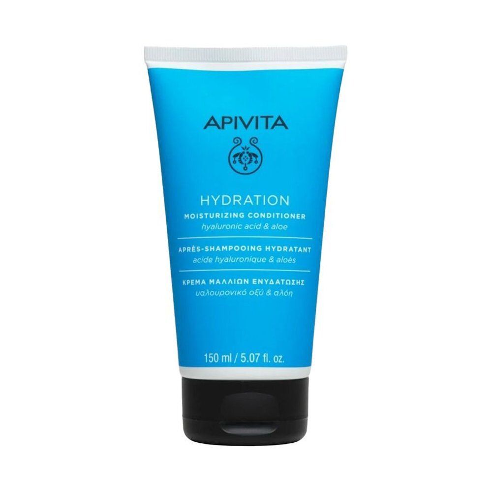 Apivita Hydraterende Conditioner, 150ml tube met zwarte dop. Hydratatie met hyaluronzuur & aloë.
