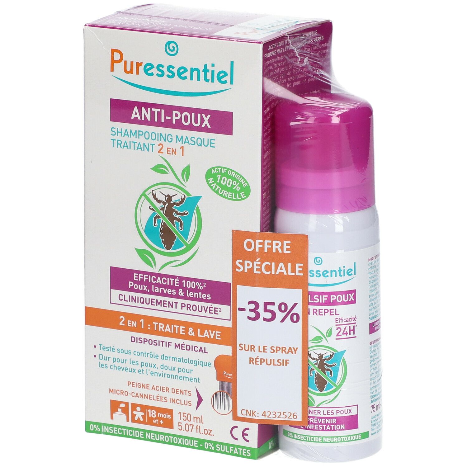 Puressentiel Anti-Luizen Verzorgende Shampoo 2-in-1 + Puressentiel Luizen Repel Spray
