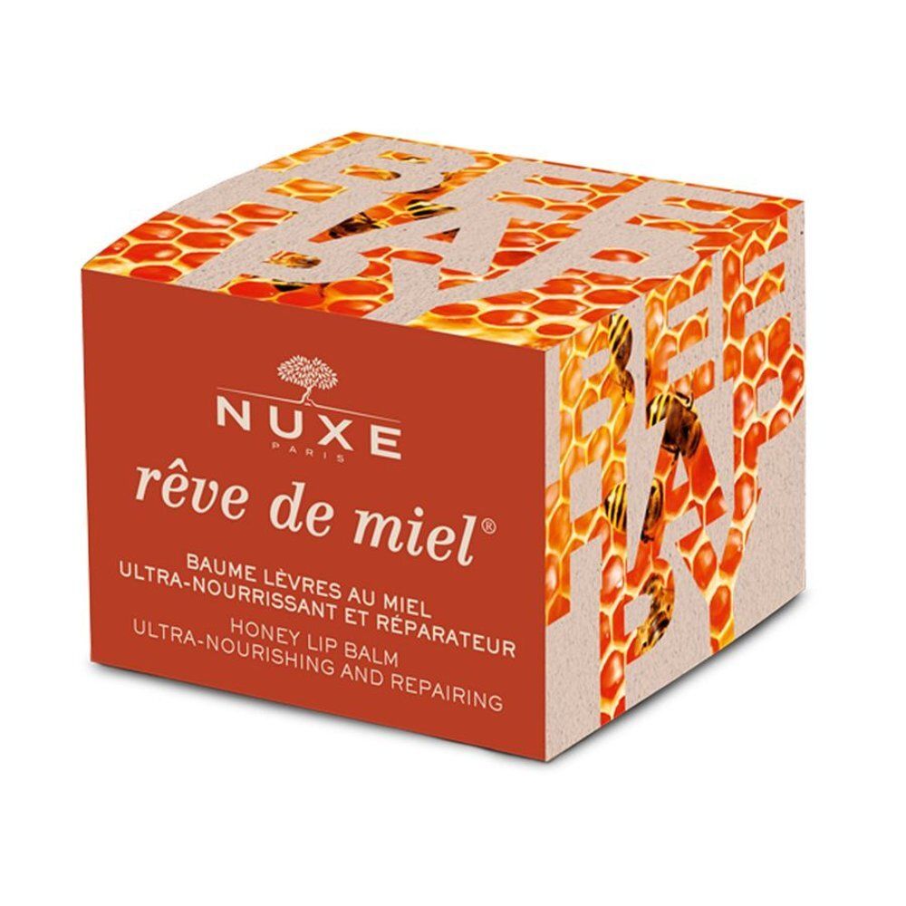 Nuxe Rêve de Miel lippenbalsem kartonnen verpakking, voorkant.